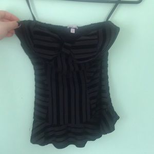 Black striped bustier top